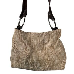 Lynn Tallerico Women's Genuine Leather Tan, Brown Hobo Satchel Top Handle‎ Bag